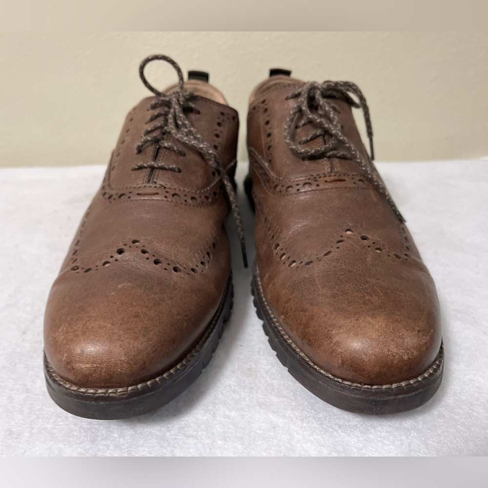 Cole Hann ZEROGRAND REMASTERED WINGTIP OXFORDS MEN's SHOES Brown Leather Sz 10.5 - Picture 4 of 10